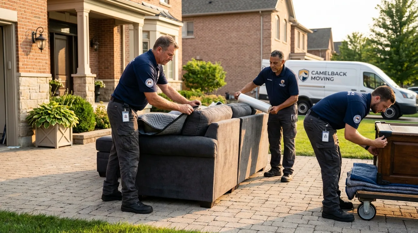 Large estate moving crew wrapping furniture in Fort Bragg, CA